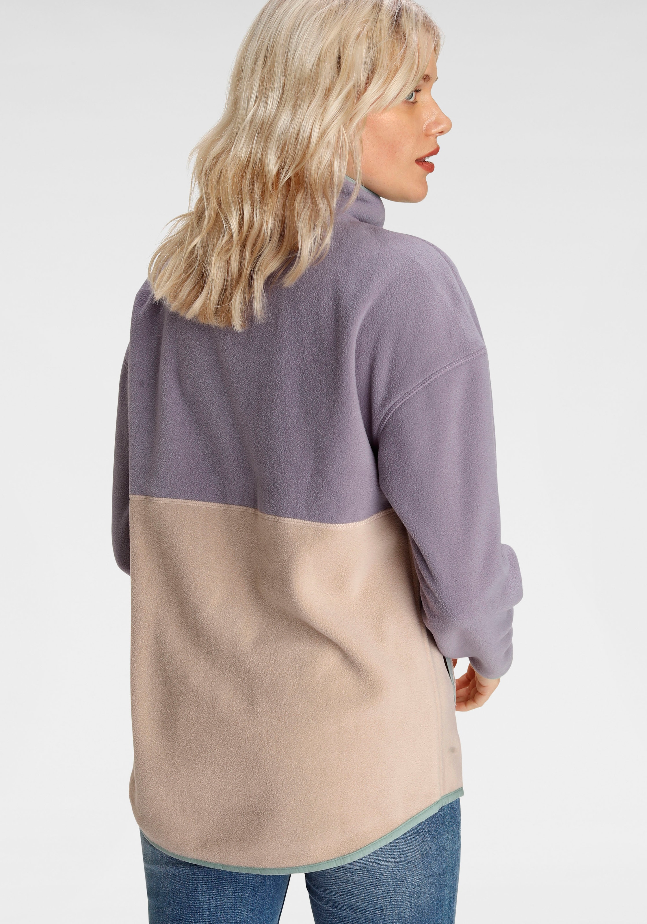 Polarino Fleecepullover , mit Colourblocking-Optik,  mit Kängurutasche,  aus Fleecestoff