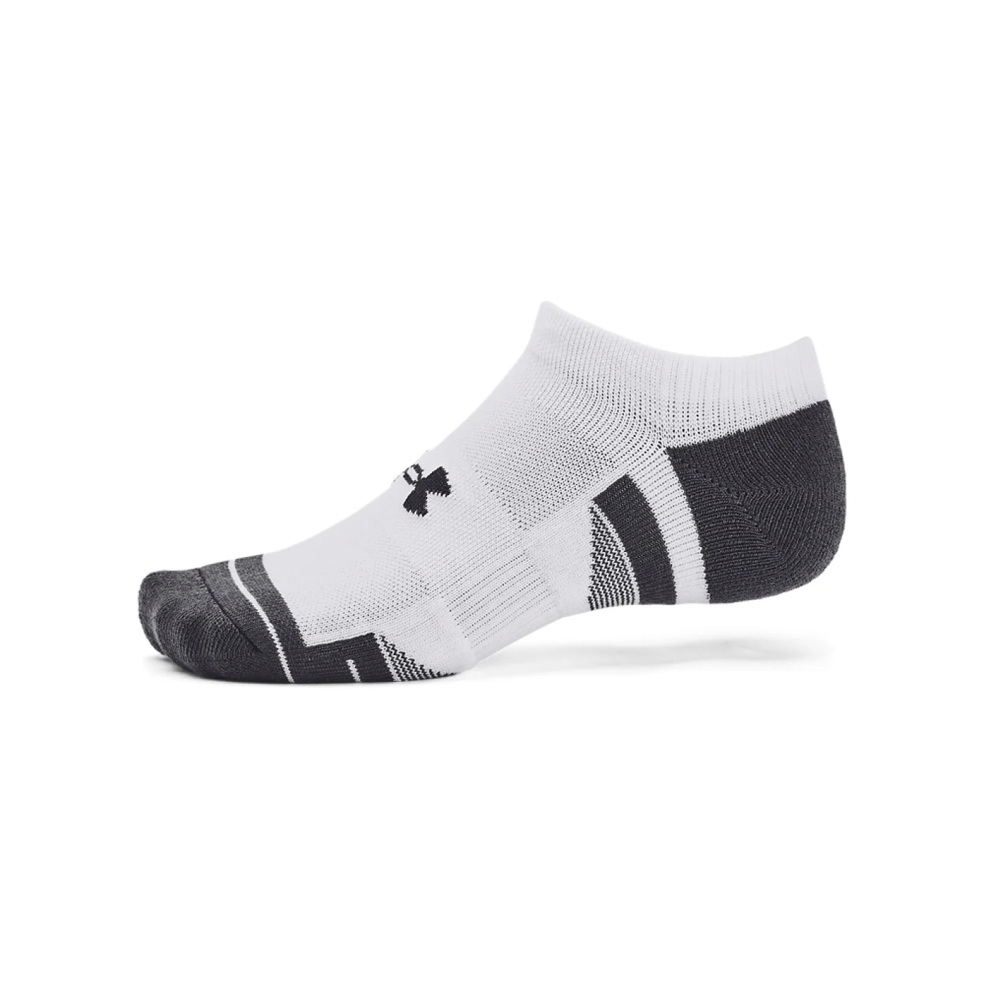 Under Armour Performance Tech No Show Sportsokken 3-Pack Wit Grijs