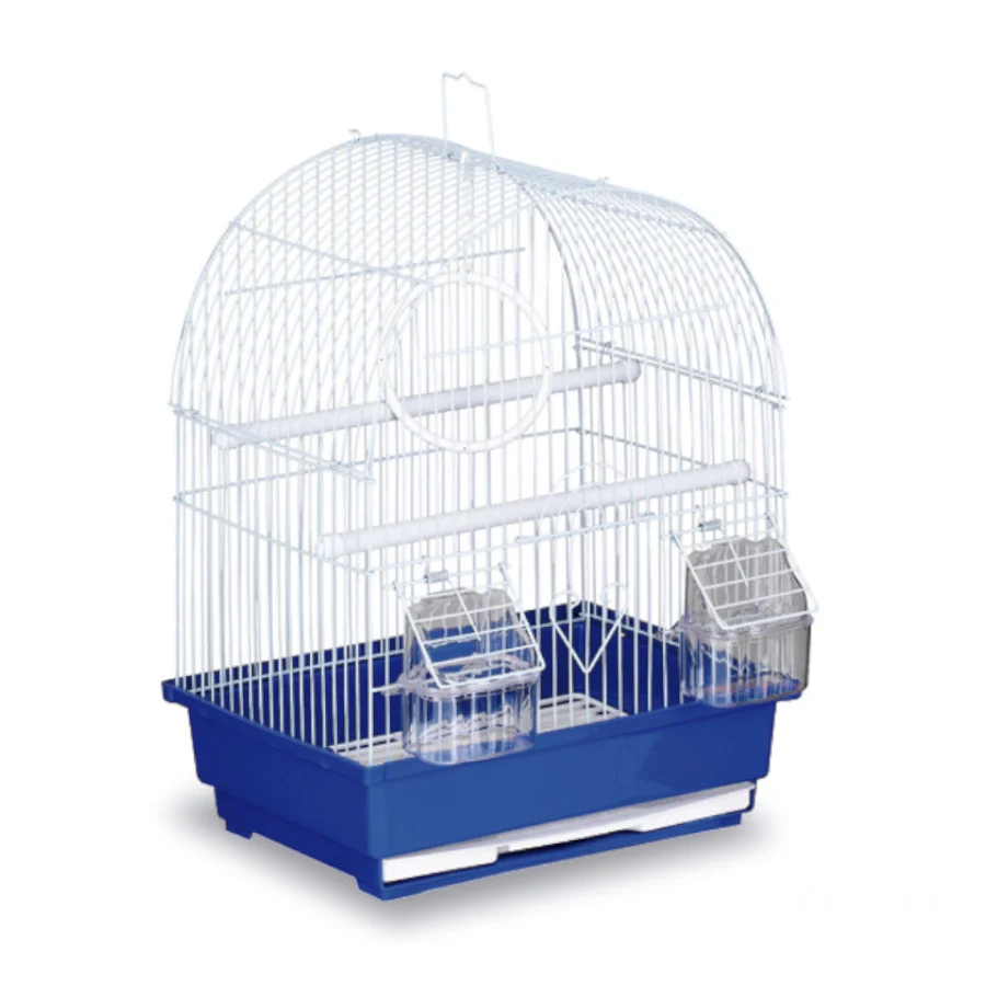 Gaiola azul TK Pet com teto aberto para canário-flauta