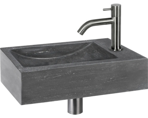 Verschil Handwastafel Hura L 40 x 22 cm Natuursteen Grijs