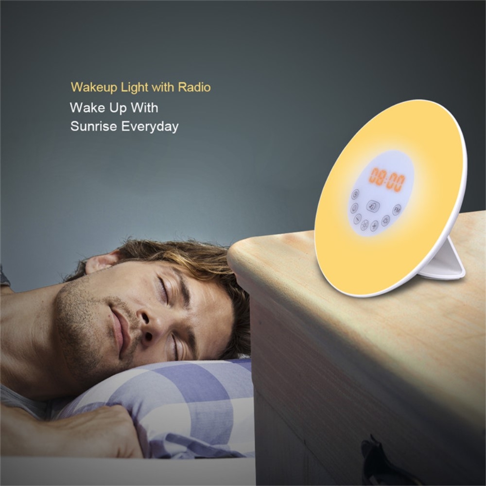 Sunrise Wake Up Licht mit FM Radio und Snooze Funktion Wecker Tischuhr - Weiss
