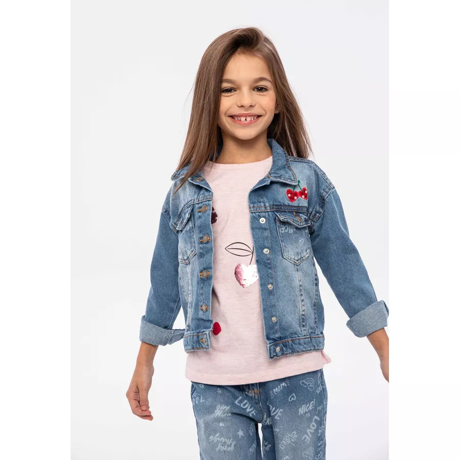 MINOTI Jeansjacke mit Aufnähern Denim-Blau