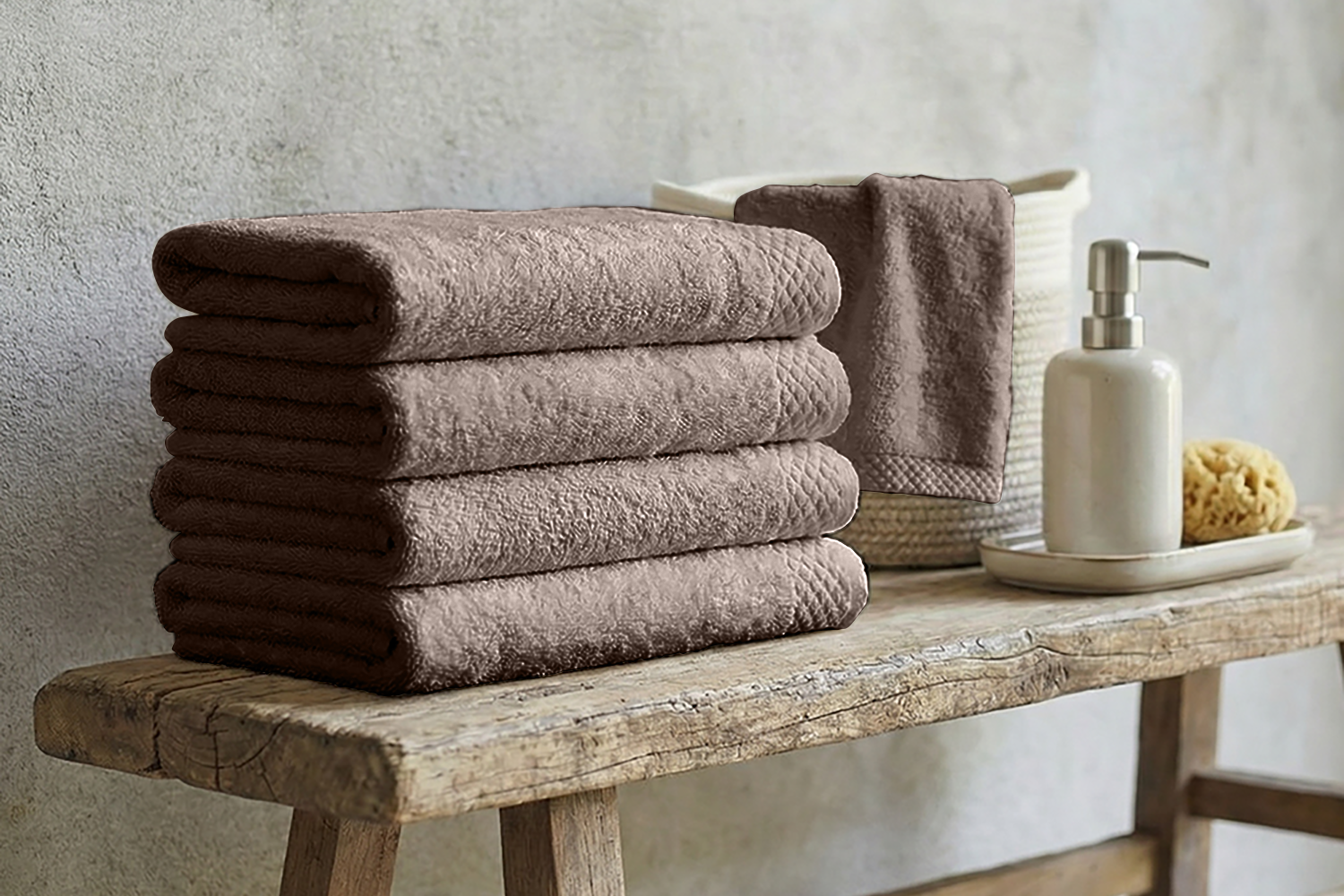 Eleganzzz Badstof Handdoek 100% Katoen 50x100cm - taupe - Set van 6
