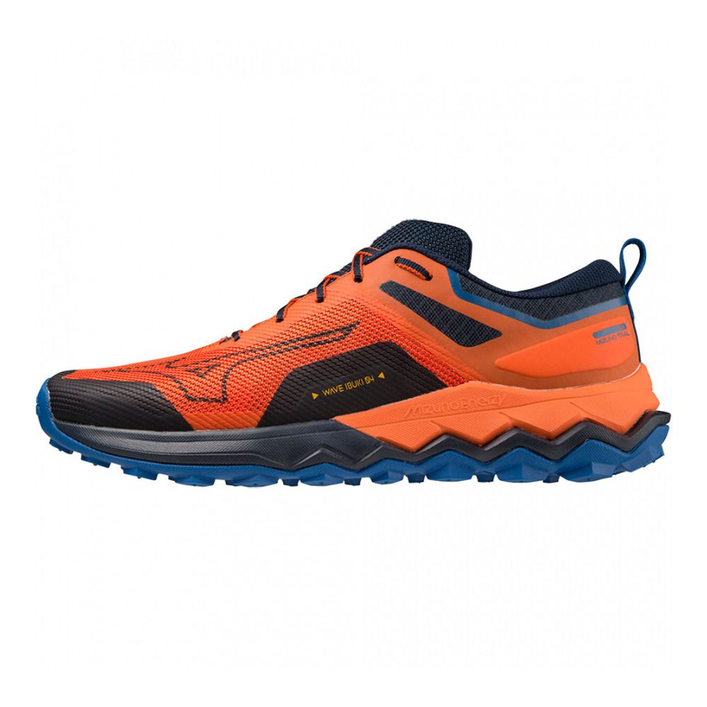 Mizuno WAVE IBUKI 4 - Chaussures trail Homme tigerlily/dress blues/snorkelblue