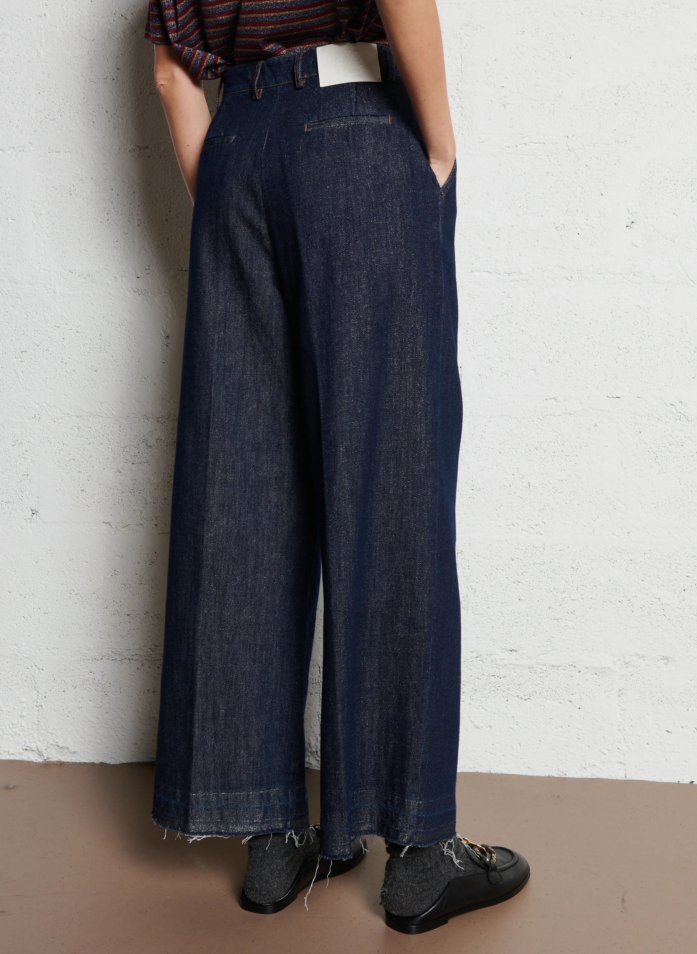 KYOTO - Jean large taille haute en coton | Bleu