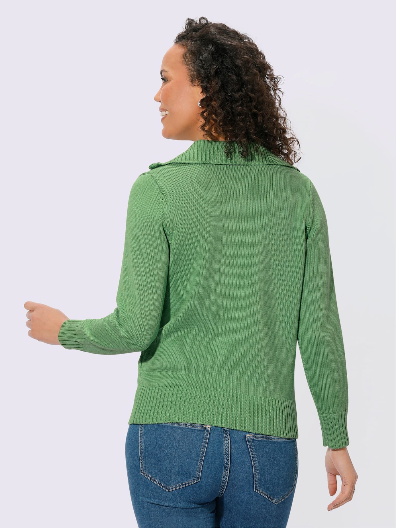 Pull en maille côtelée col montant à glissière
