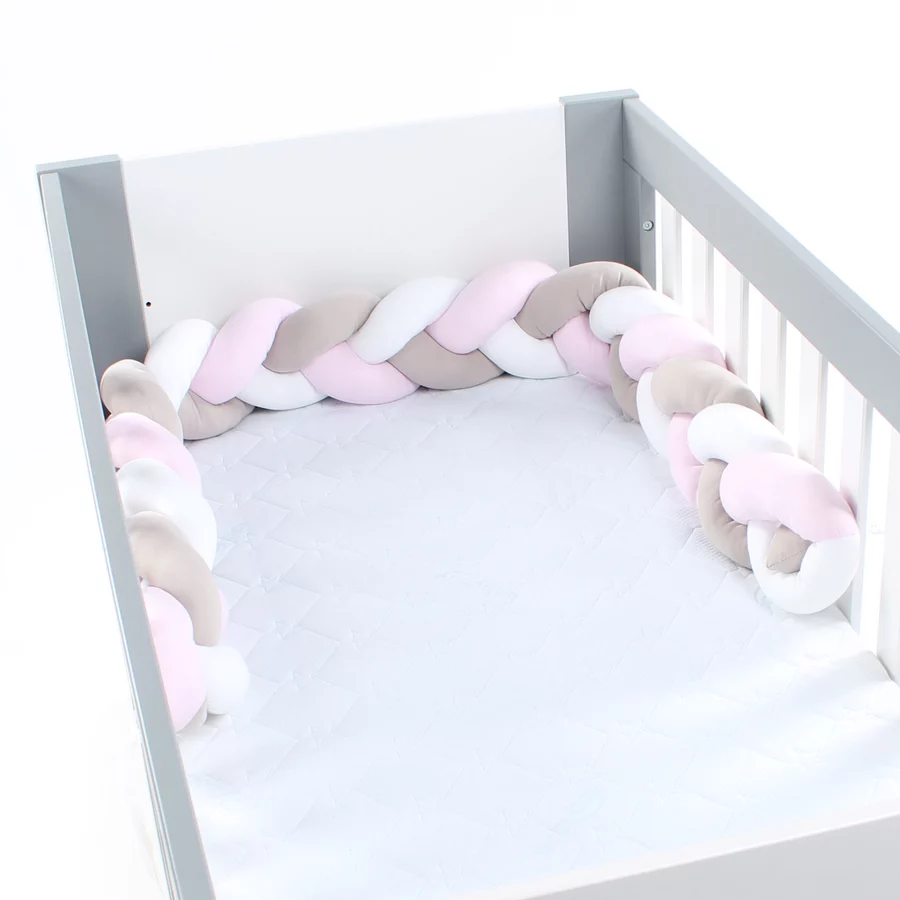 babybay® Nestchenschlange Zopfmuster weißbeigerosé 200 cm