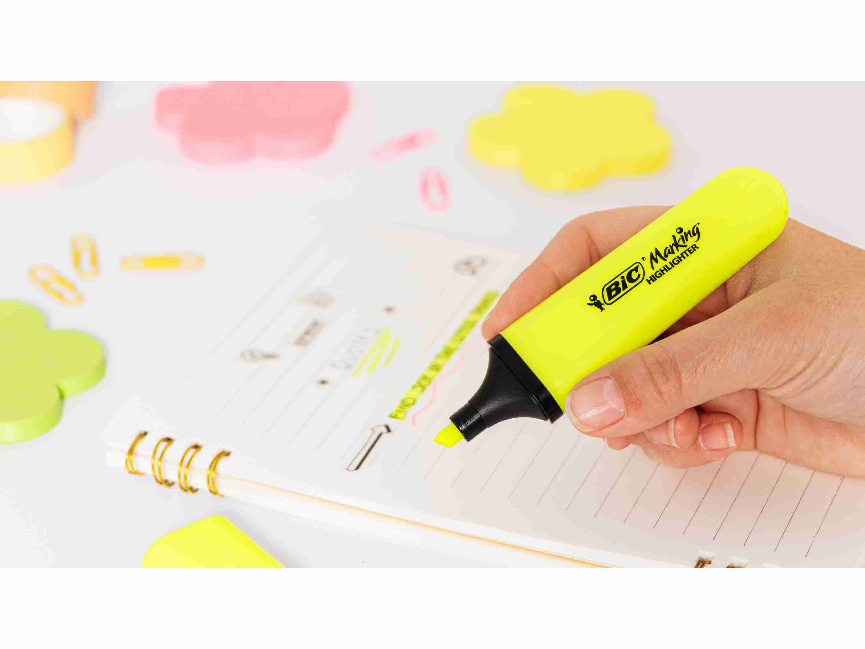 SUBLINHADORES BIC FLUORESCENTE AMARELO 2 UNIDADES