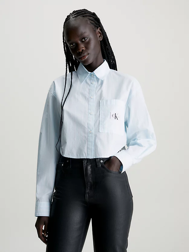 Camisa curta de algodão popeline