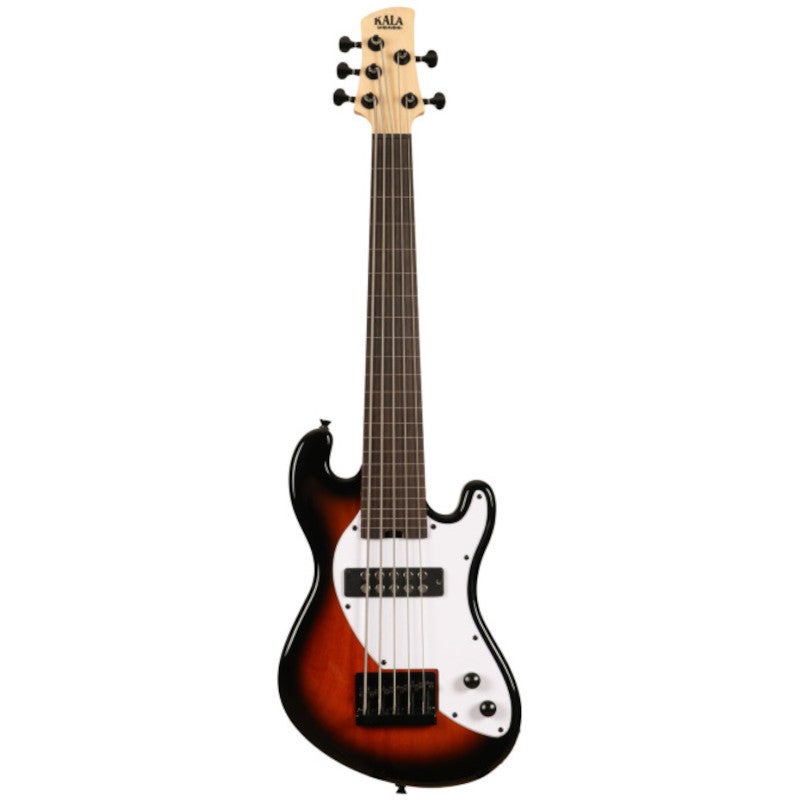 Kala Solid Body 5-String Fretless U-Bass Tobacco Burst 5-snarige fretloze elektrische basgitaar met gigbag
