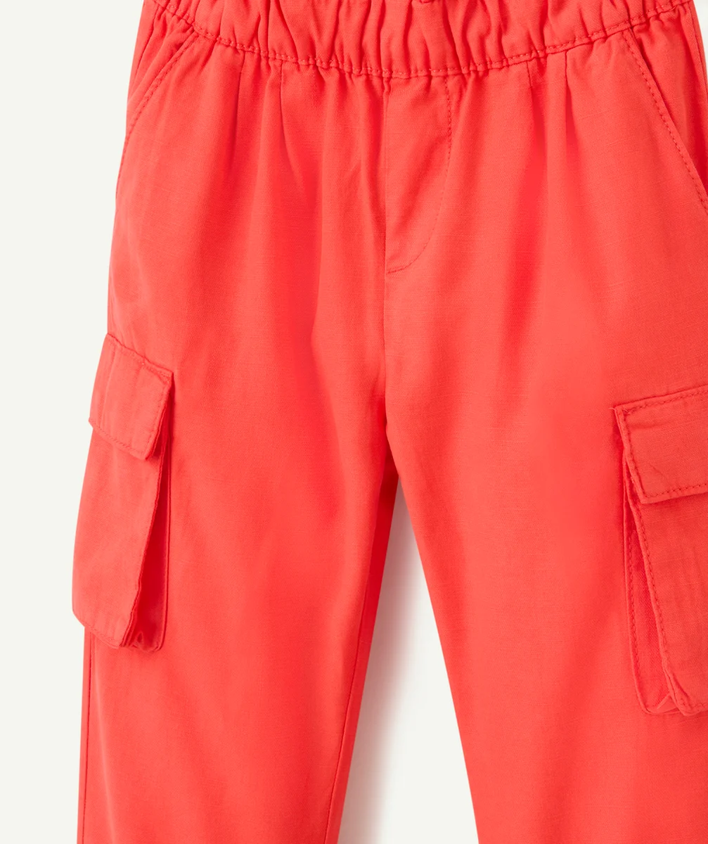 pantalon cargo fille en coton bio rouge