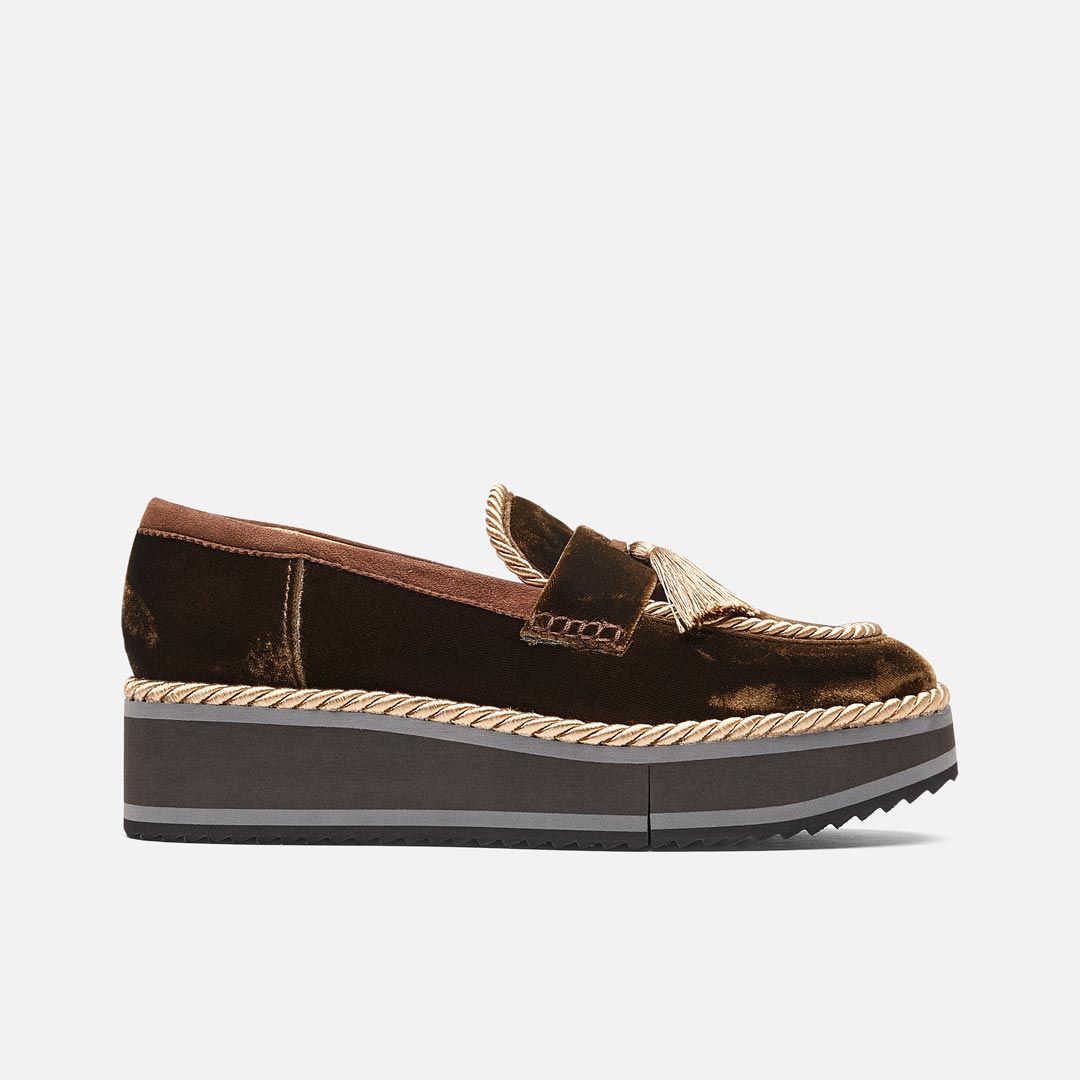 LOAFERS - BIDDIE loafers, brown velvet || OUTLET