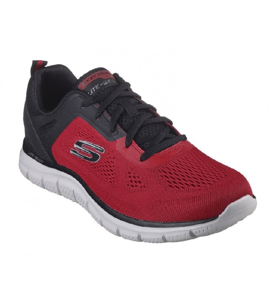 Tênis Skechers Track Broader, vermelho e preto