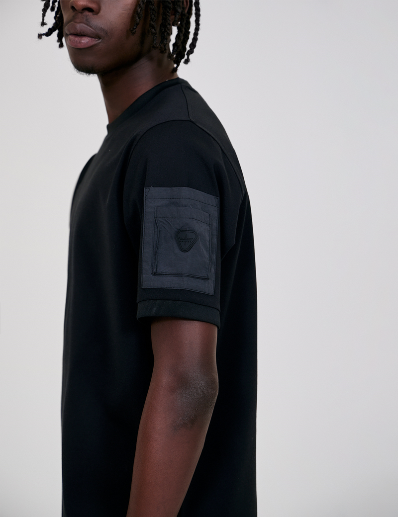 GERTRUDE&GASTON T-SHIRT HOMME POCHE NYLON TIMEO NOIR