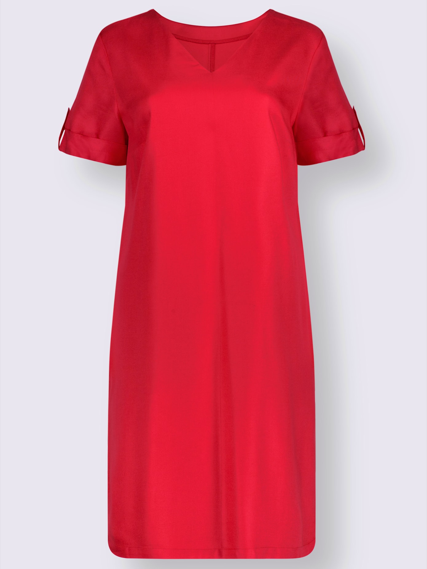 Robe col v manches courtes à revers et brides