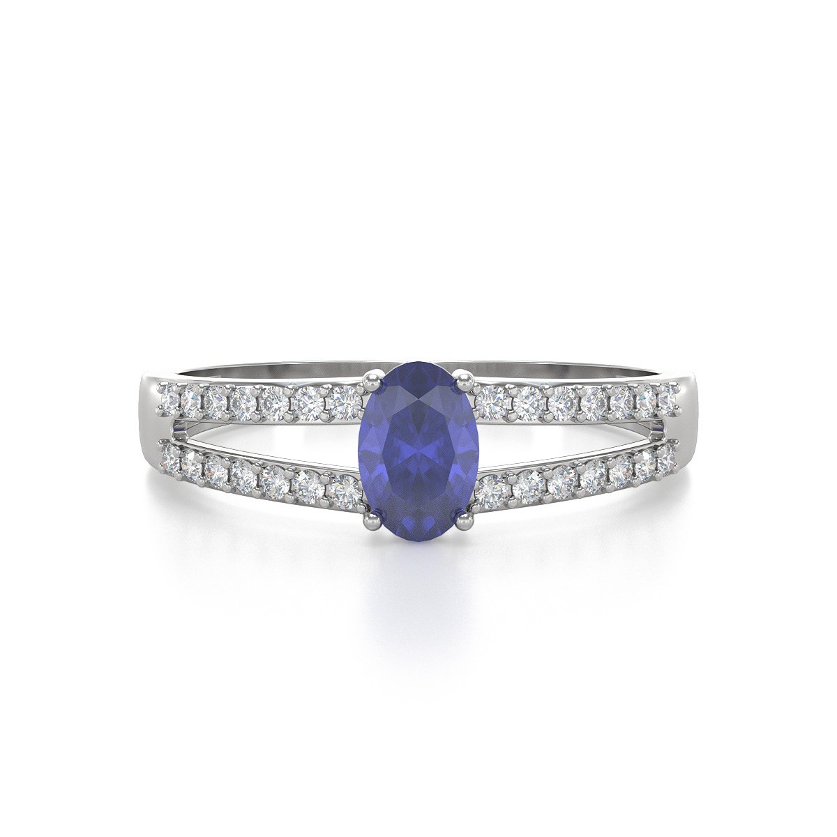 Bague ADEN Or 585 Blanc Tanzanite et diamants 2.102grs