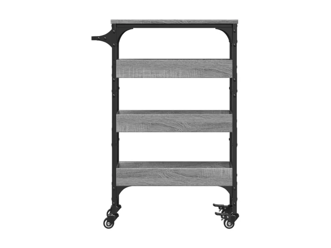 Chariot de cuisine sonoma gris 53x20x76 cm bois d'ingénierie
