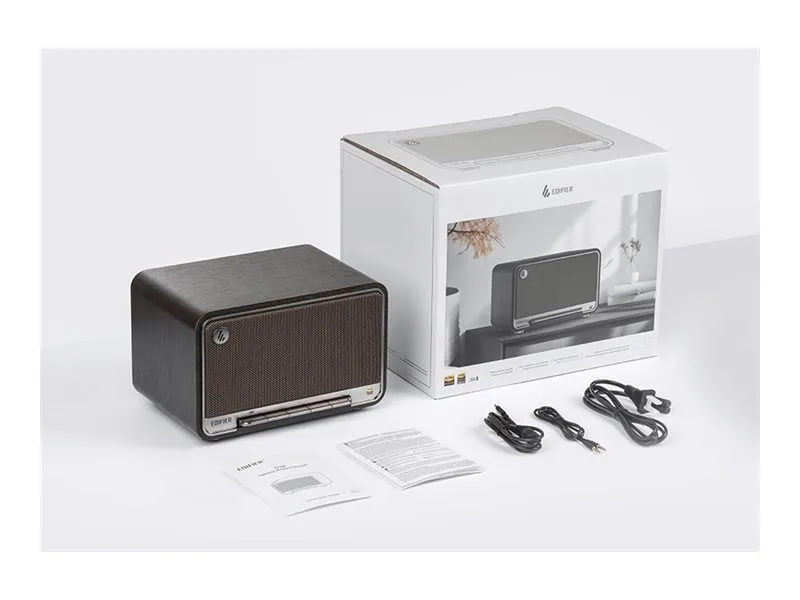 Edifier D32 - Højttaler - 2.1-kanal - trådløs - Bluetooth, Wi-Fi - App-kontrolleret - 60 Watt - 2-vejs - sort valnød