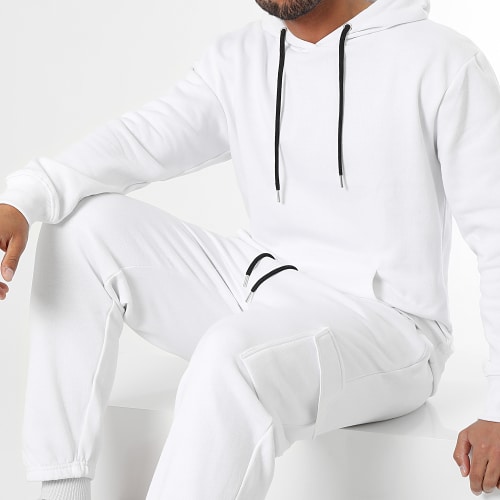 Ensemble Sweat Capuche Et Pantalon Jogging Cargo 1070546 Blanc