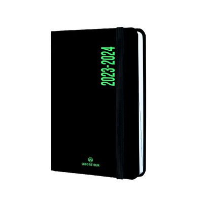 Agenda à élastique Alabama - 1 jour par page - 12,5 x 17,5 cm - noir et vert - Oberthur