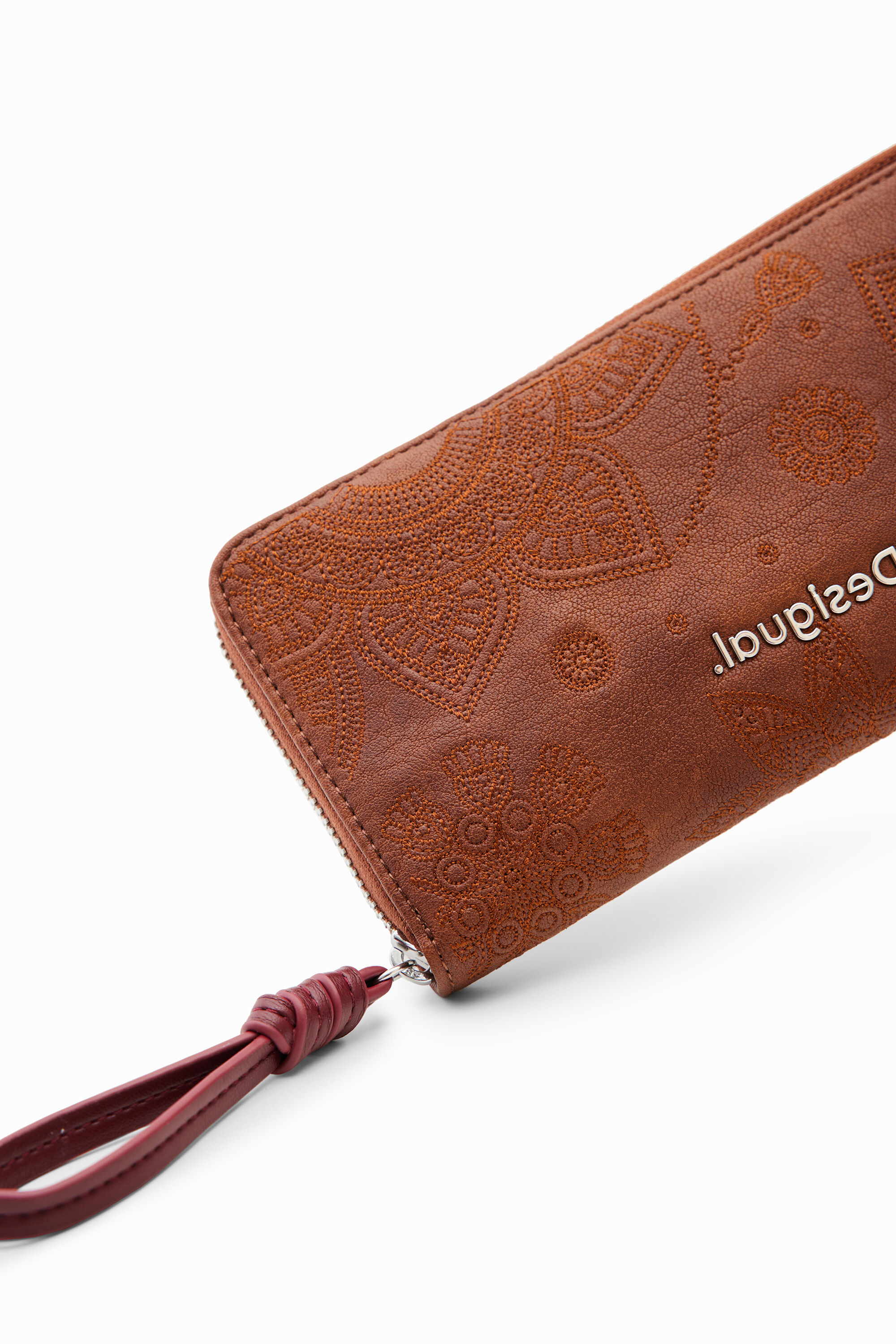 Grand portefeuille broderie fleurs