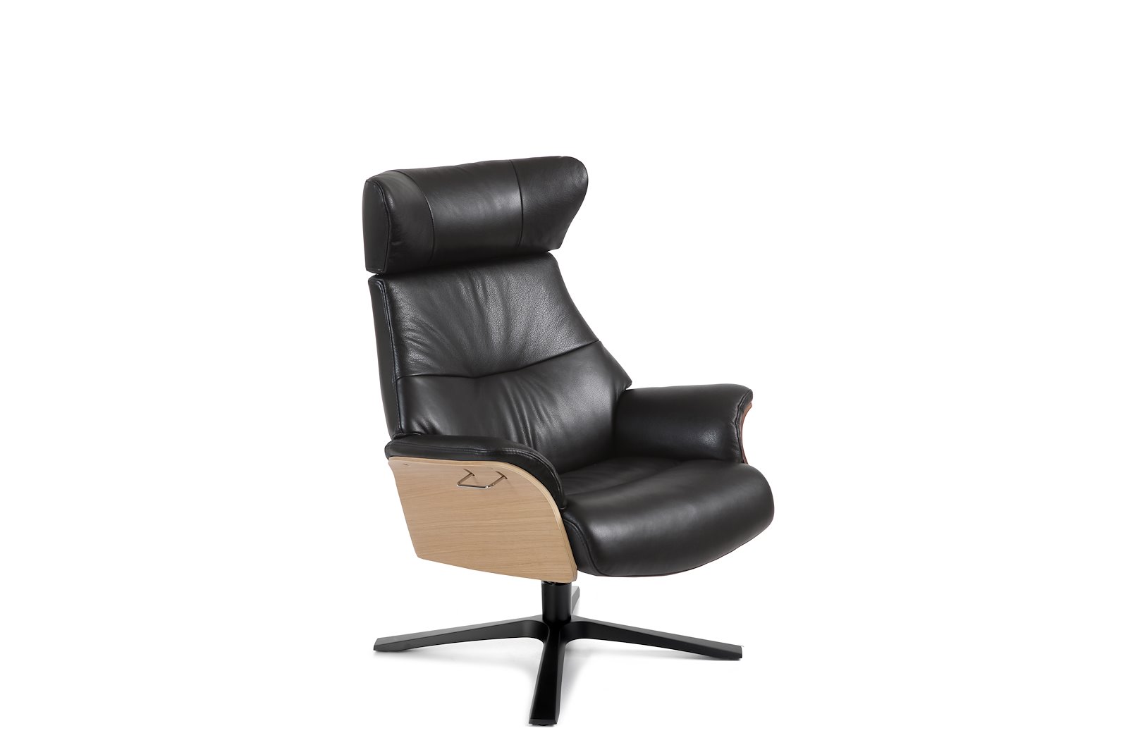 Air lenestol I hud Zero 2534-89 Black, Quattro svingfot sort alu. Skrog i ubehandlet eik