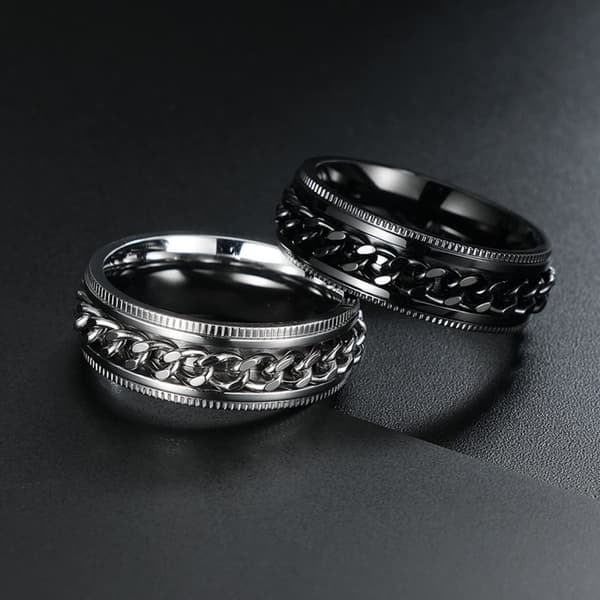 INF Antistressring med roterbart kjede Sort 19 mm