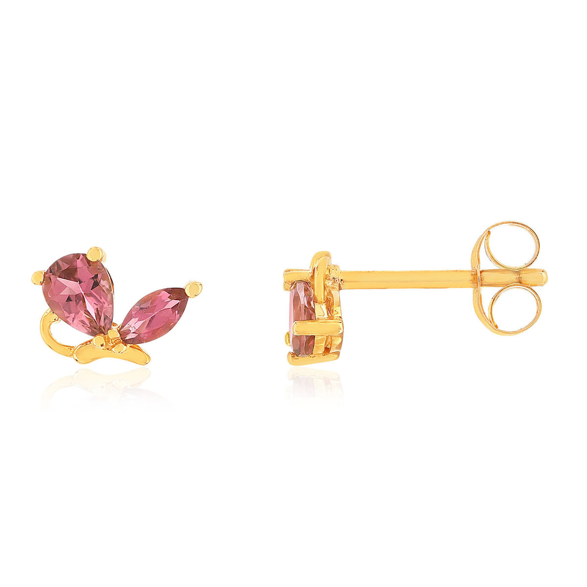 Boucles d'oreille or 375 jaune tourmalines