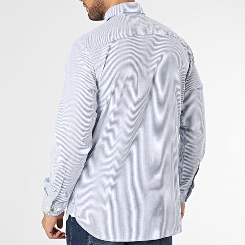 Chemise Manches Longues A Rayures 1985 Flex Oxford Stripe 0935 Blanc Bleu