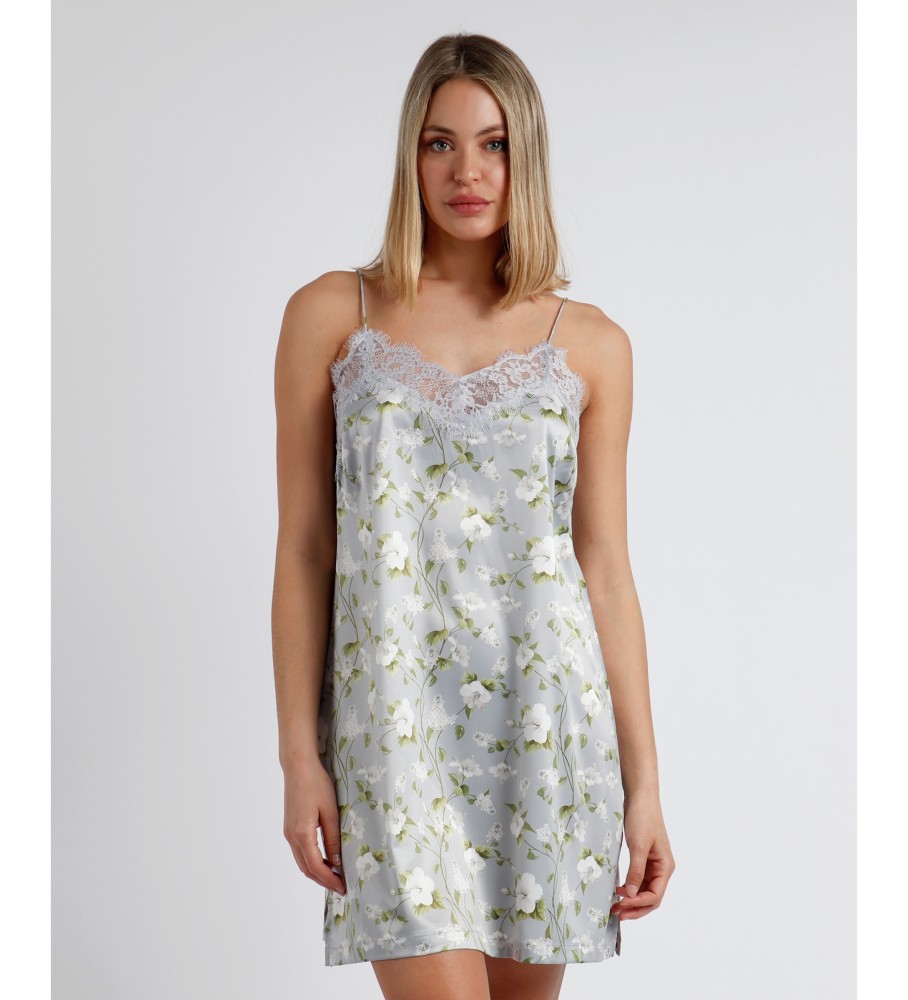 Camisola Admas com alças e pérolas, cinza