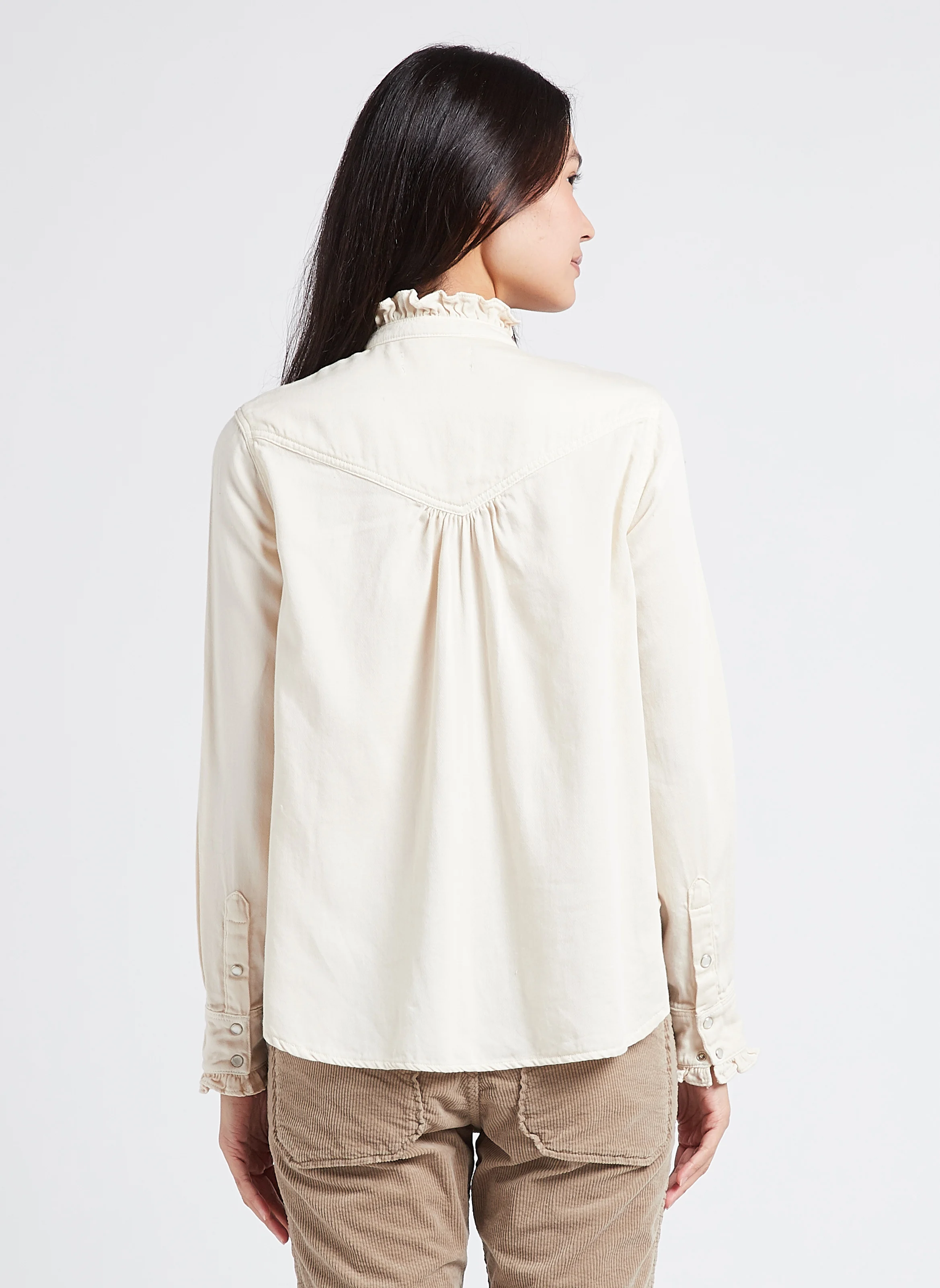 GABY - Chemise col victorien en coton| Blanc