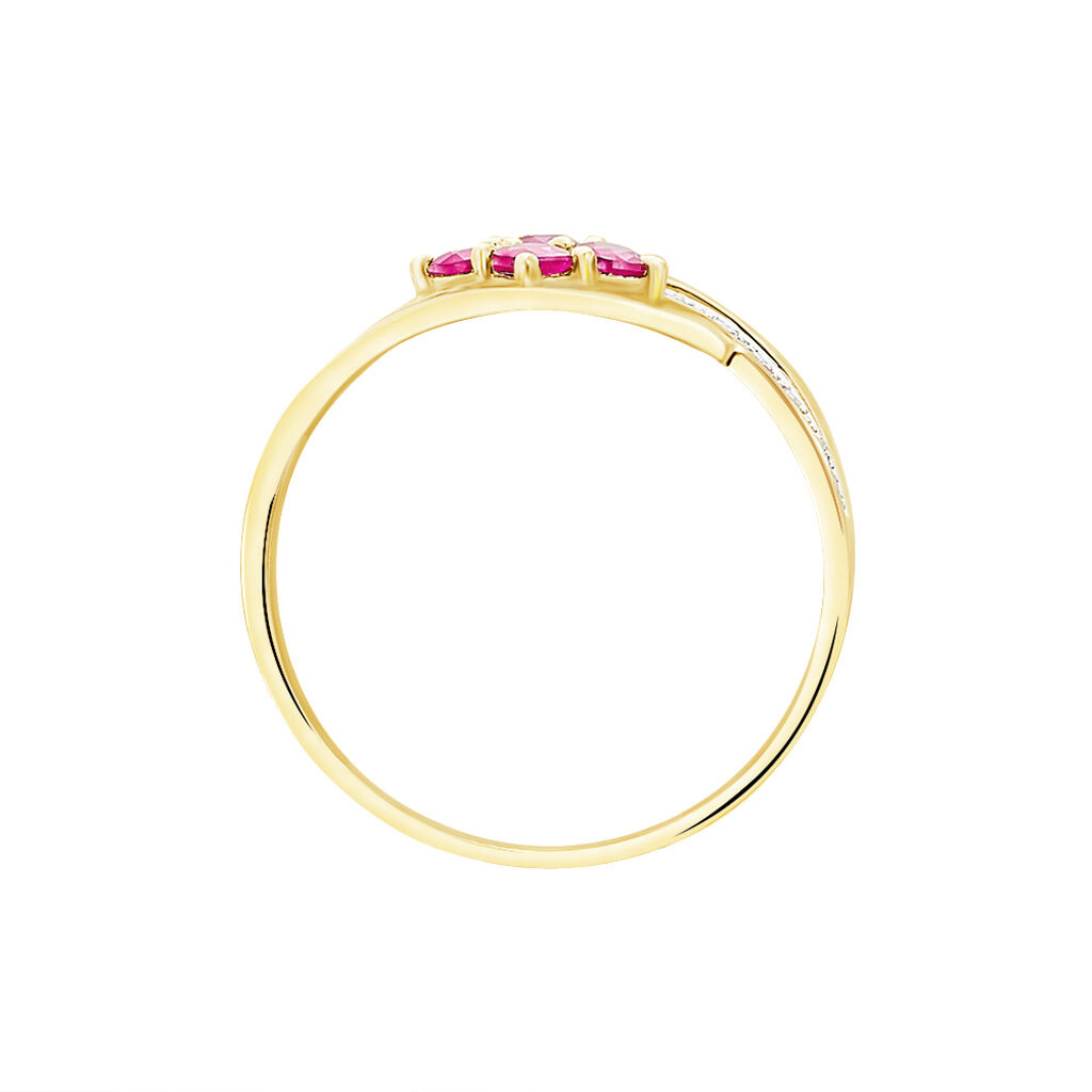 Bague Hoela Or Jaune Diamant Et Rubis
