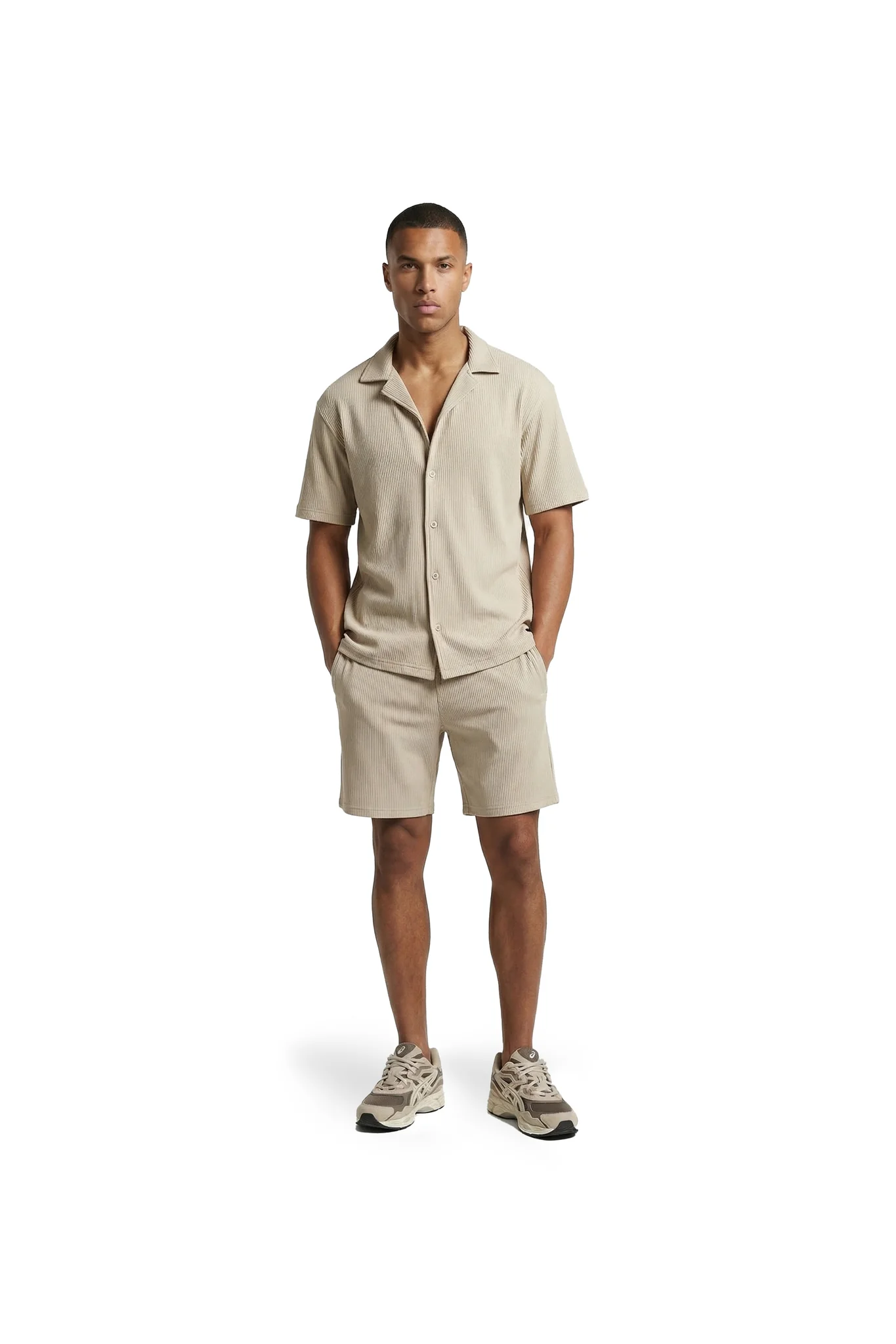 Malelions Ribbed Korte Broek Heren Beige