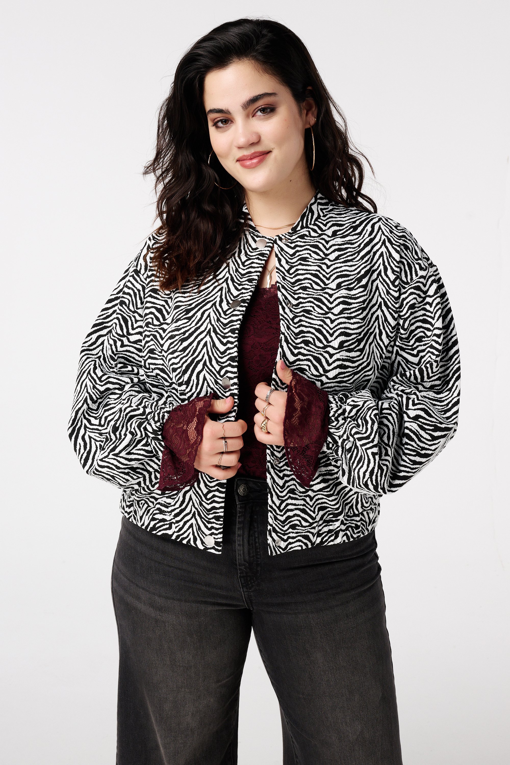 Zebra bomber jacket Multi zwart-wit