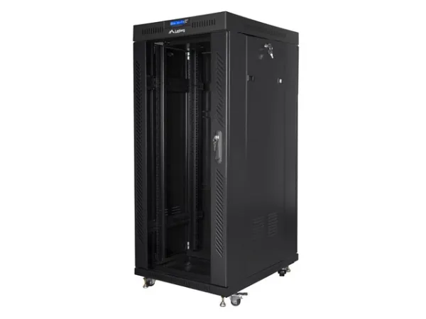 Lanberg - Rack kabinet - med 2 køleblæsere, display - sort, RAL 9004 - 27U - 19