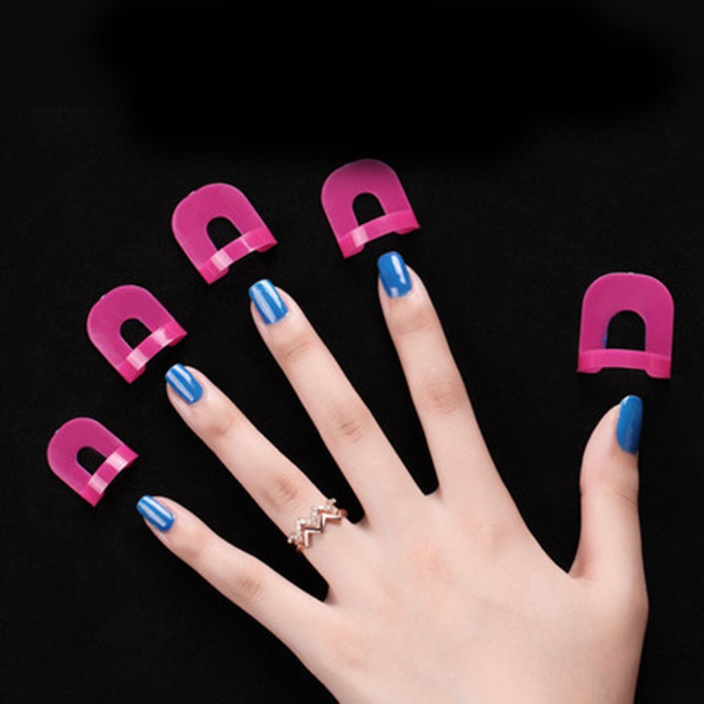 (26er Set) Nagellack Schablone Finger Schutz für die Maniküre 10 Grössen - Pink