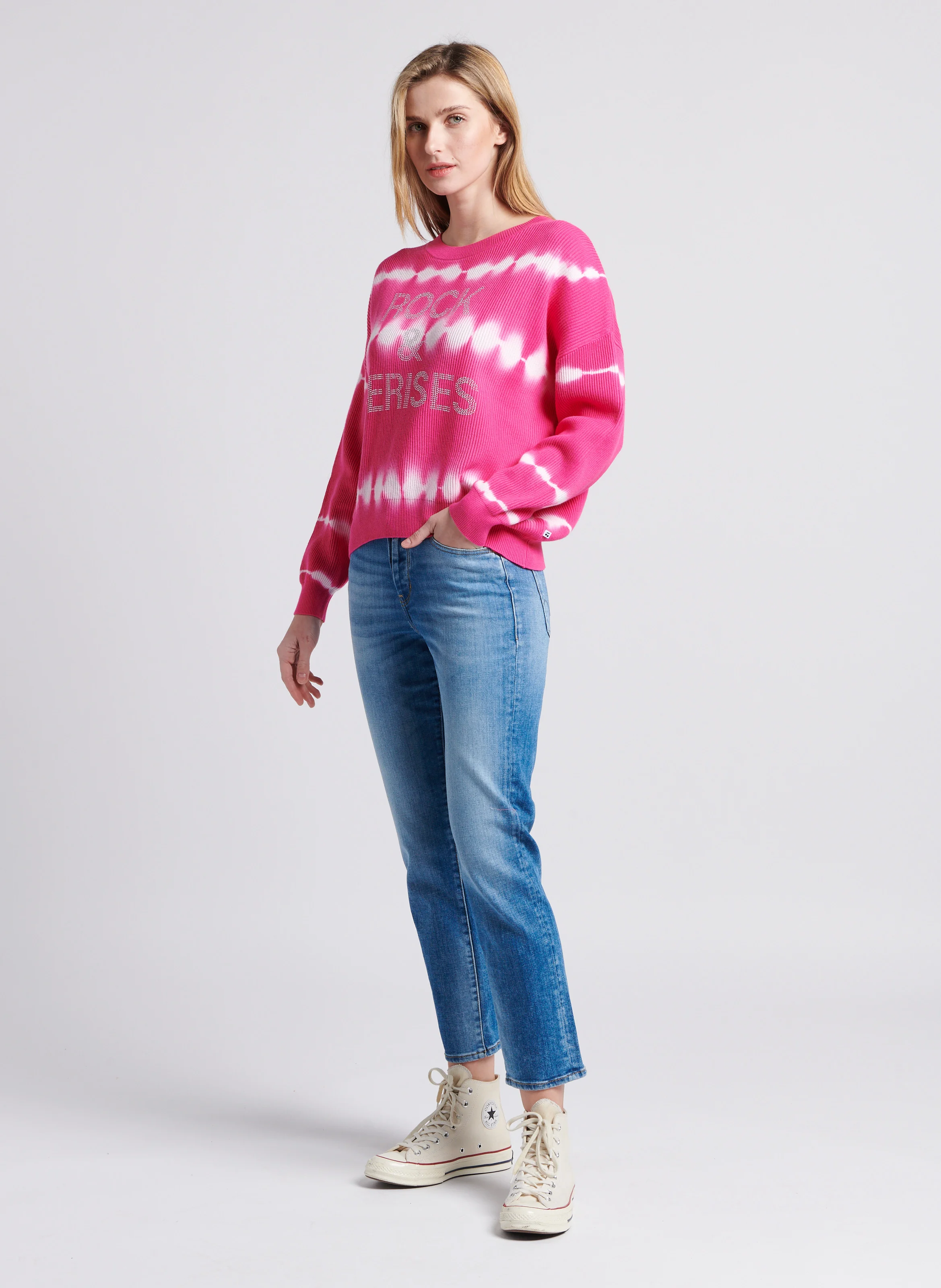 Jean droit cropped en coton stretch | Bleu