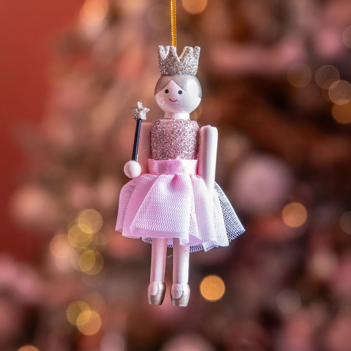 Casse-noisette à suspendre (H12 cm) Fée princesse Rose