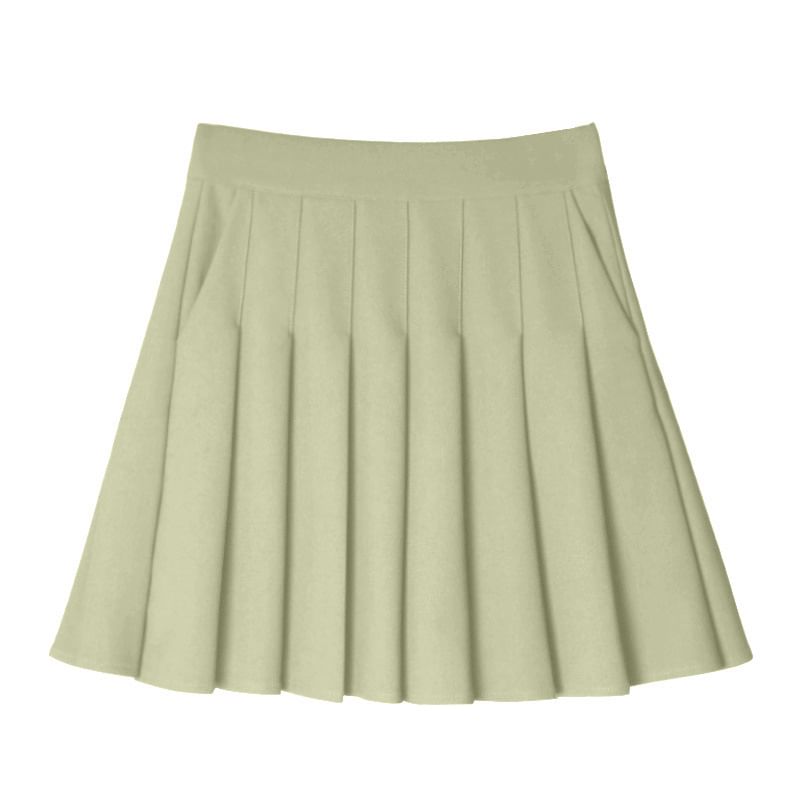 Woohan - Hoge taille effen mini geplooide rok