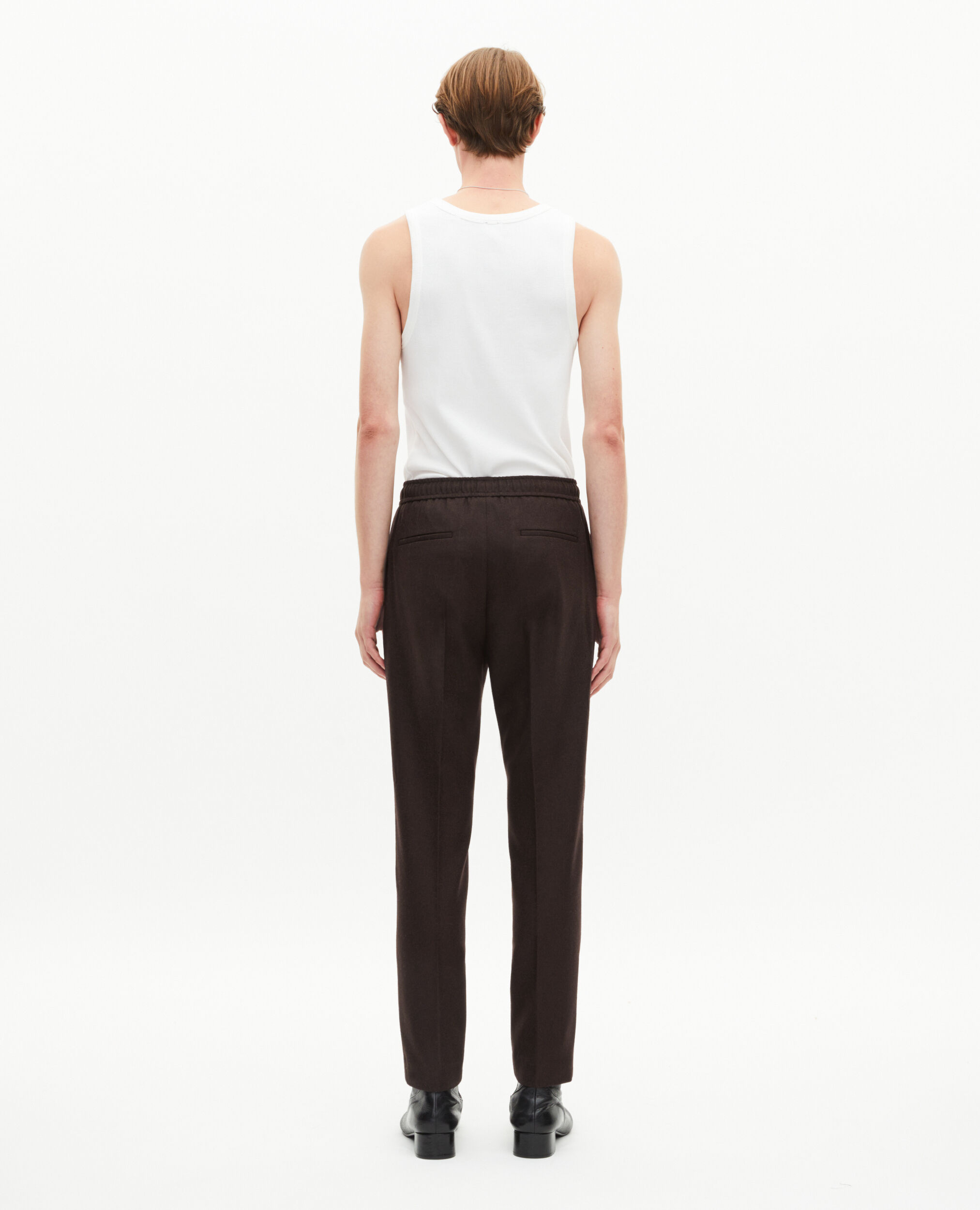 Pantalon droit en laine marron