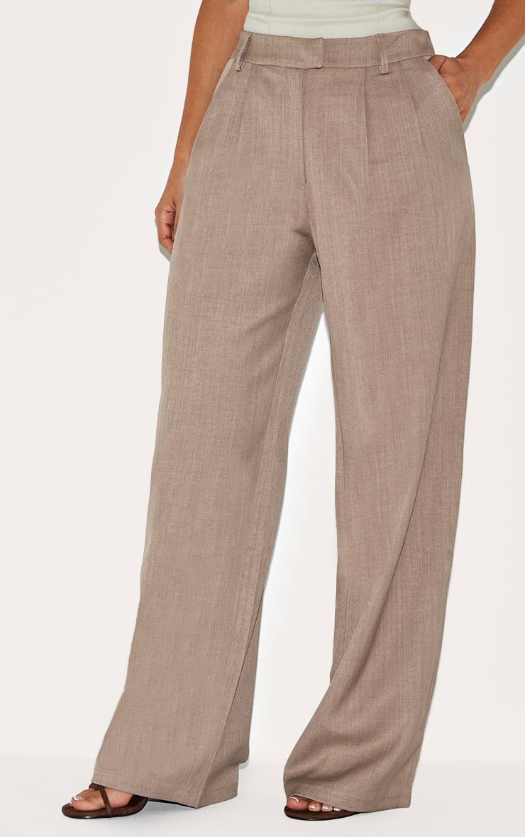 Taupe Pantalon Tailleur Large Petite Taille