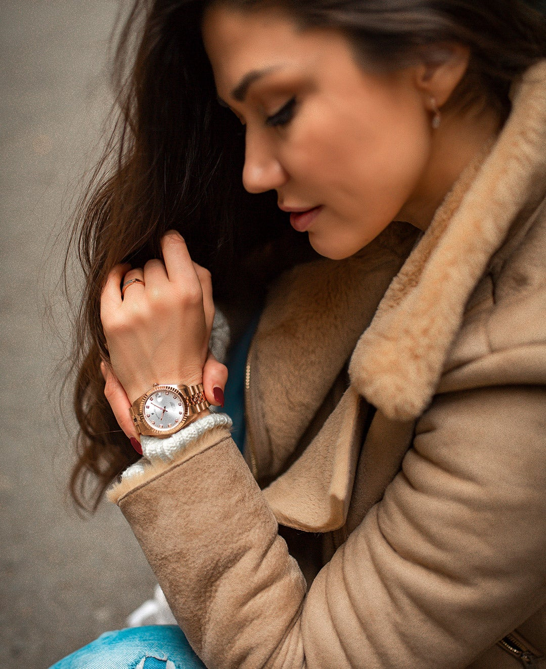 (Ø36mm) Swiss Made Inspiration Quarz Damen Armbanduhr Analog (Gelenkumfang 130-200mm) Roségold / Weiss