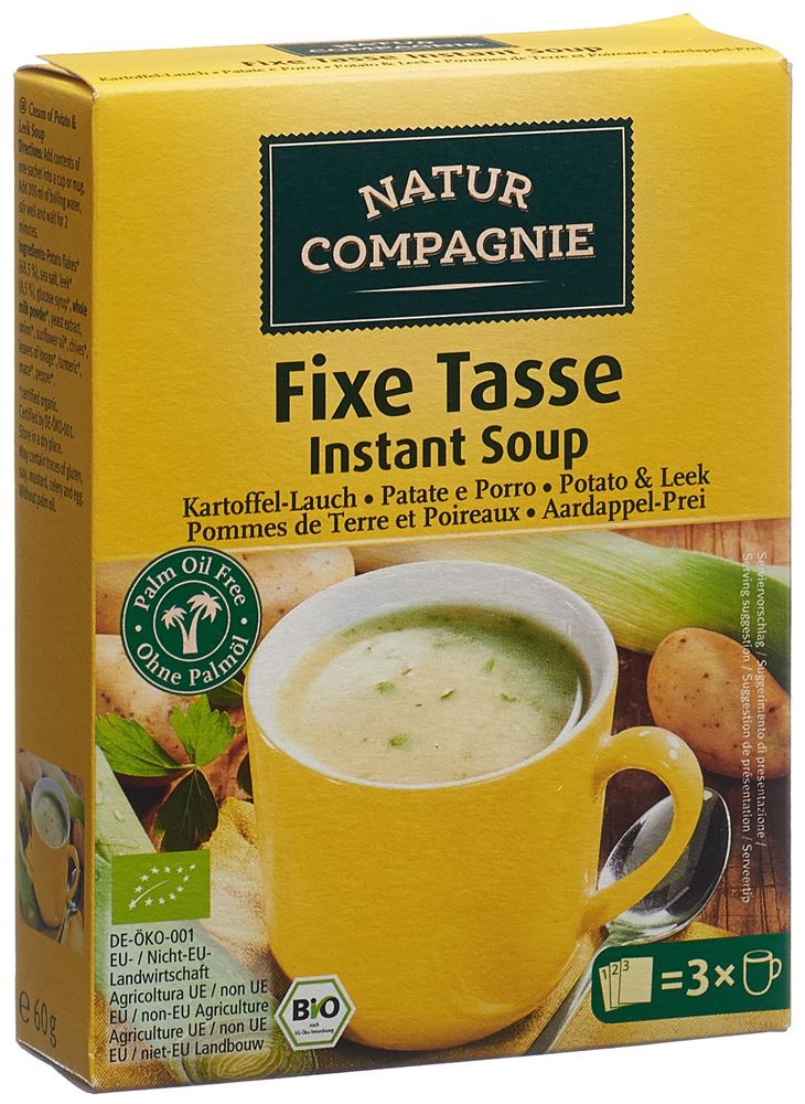 NATUR COMPAGNIE Instant Suppe Kartoffel Lauch Bio 60 g