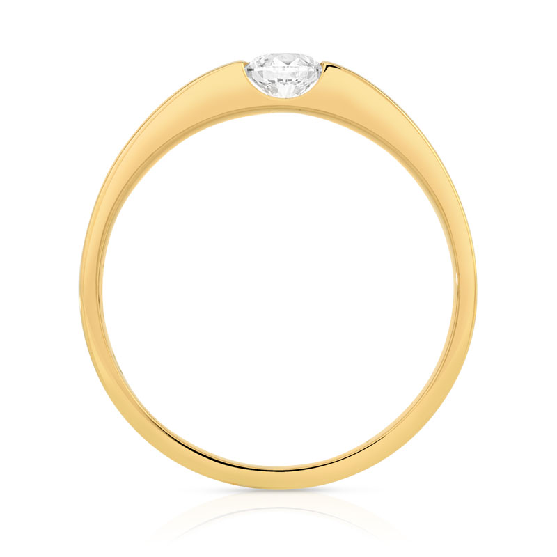 Bague solitaire or 750 jaune diamant 25/100e de ca