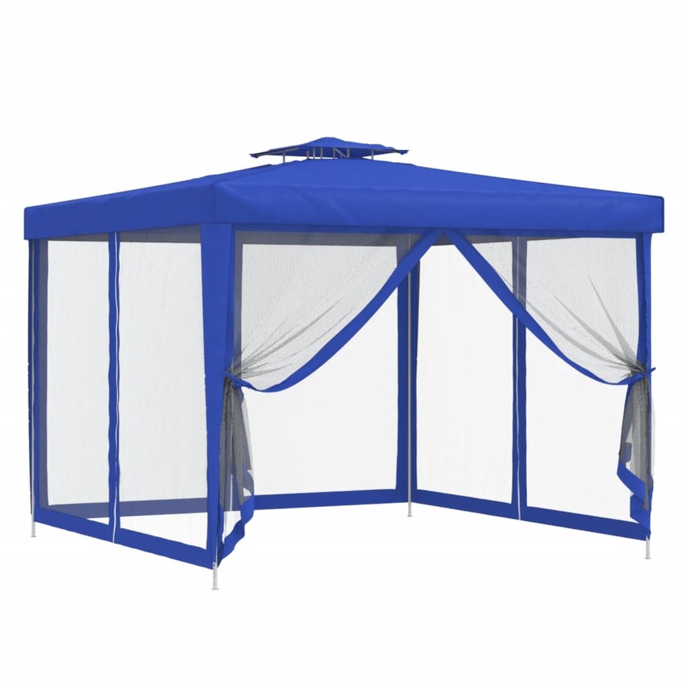 Belvédère à double toit bleu 3x3x2,68 m tissu