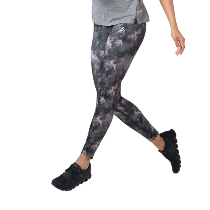 Odlo Dame Lange tights Tights Zeroweight Print Reflective Sort