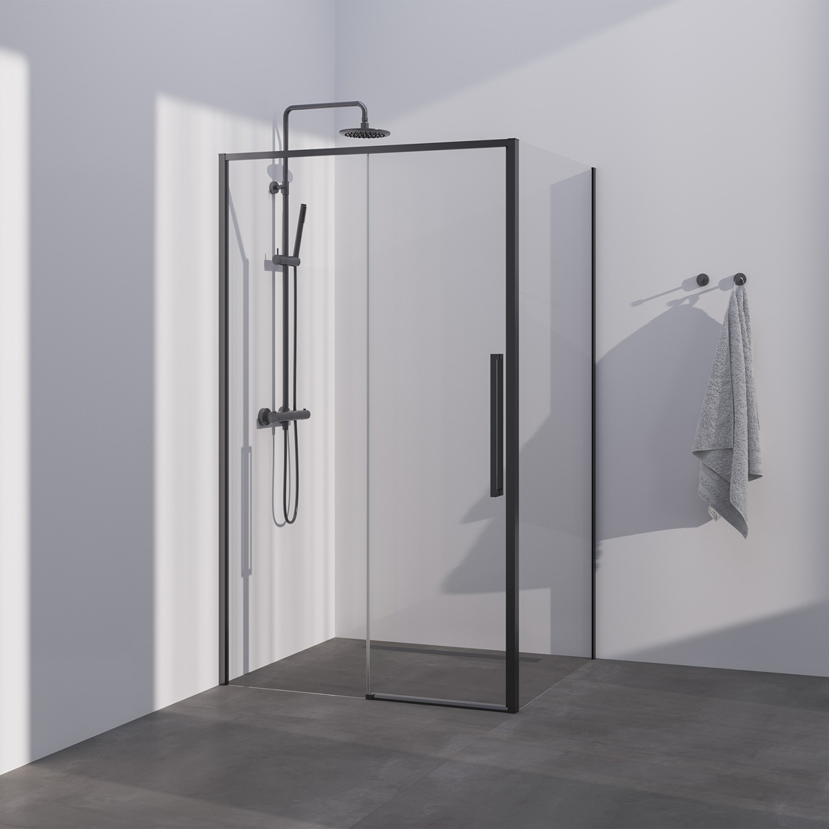 Brauer Season douchecabine met schuifdeur 100x100cm zwart mat