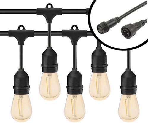 100m Arena LED Prikkabel - IP65 Lichtsnoer Buiten - koppelbaar - Lampjes Slinger - inclusief 100x E27 lampen - Eco - Incl. Stekker