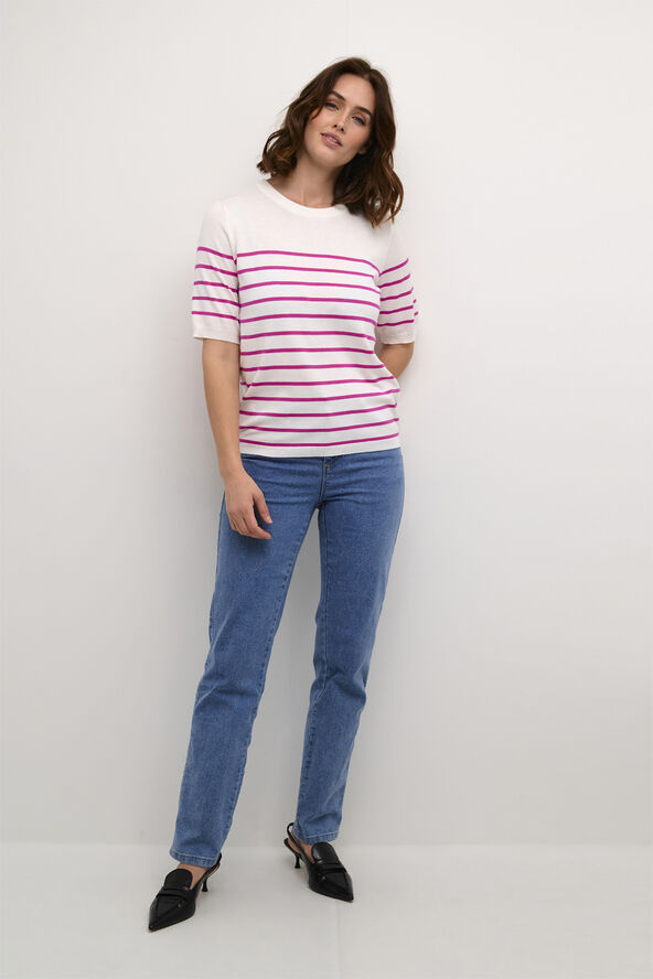 Kaffe KAlizza Narrow Striped Pullover Chalk/rose violet