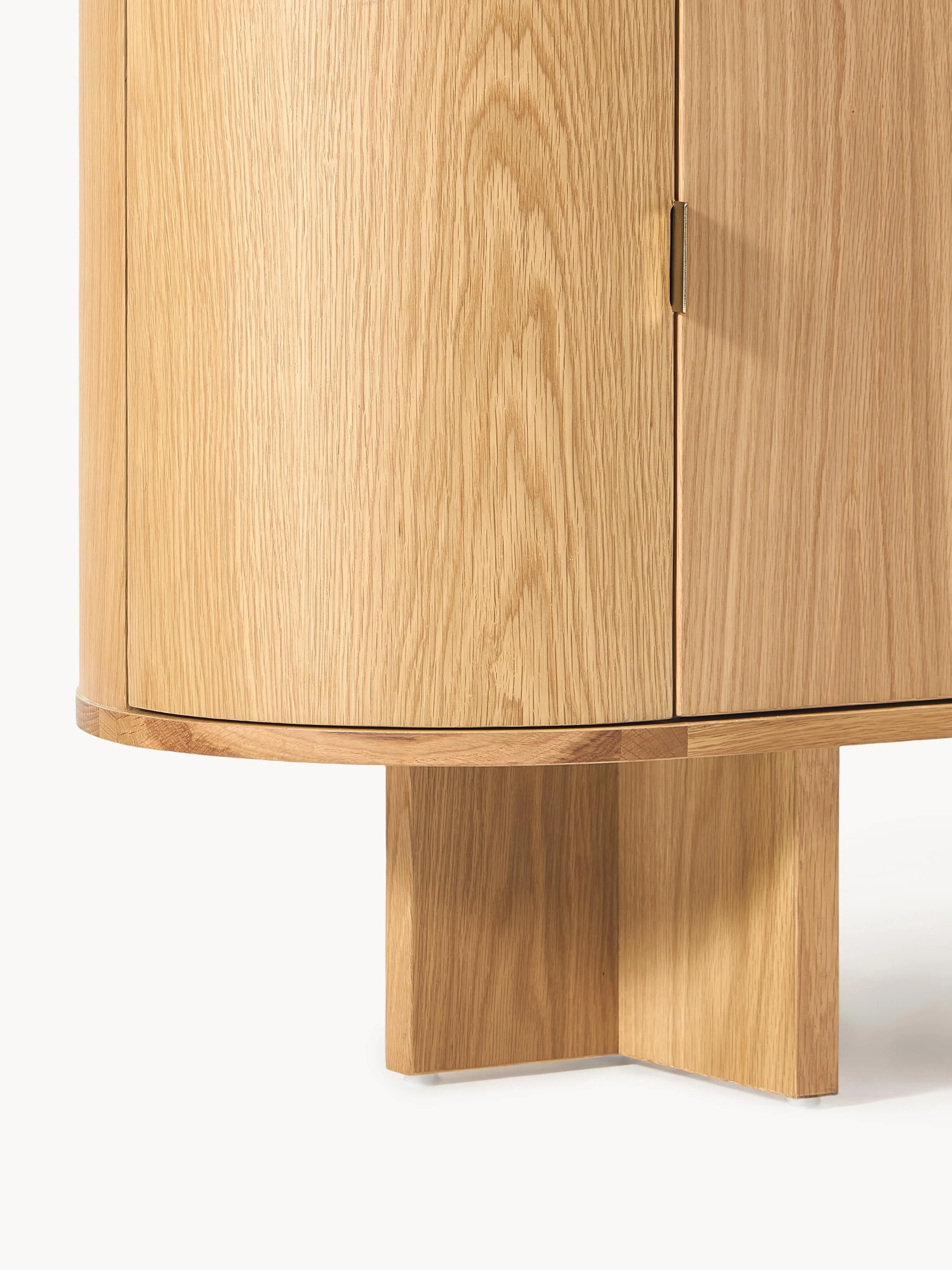 Houten dressoir Zumi met afgeronde hoeken en travertijn blad